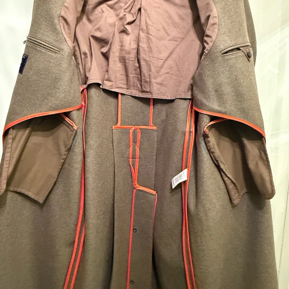 Todd Snyder Olive Military Coat with Gold Buttons & shearling Collar - Picture 9 of 16